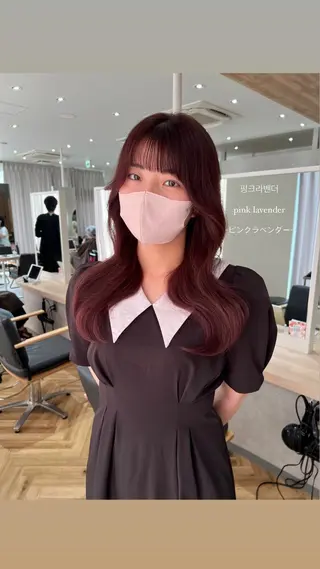 セミロング カラー 韓国🇰🇷レイヤー 映える顔周り🩷のヘアスタイル