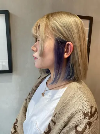 ミディアム 複雑履歴に対応ブリー チ無しダブルカラーのヘアスタイル