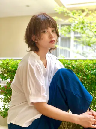 ショート カラー パーマ 松尾謙佑【ハイライト LEDエクステ】のヘアスタイル