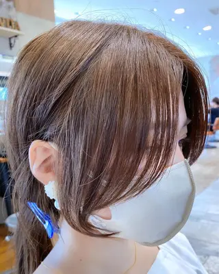 ミディアム カラー 顔まわりカット🌟 くびれヘア/寺門遥輝のヘアスタイル