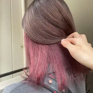 ミディアム カラー パーマ ヘアアレンジ メンズ キッズ ネイル マツエク・マツパ 切りっぱなしヘアボブ ミディアムヘアRYOのヘアスタイル