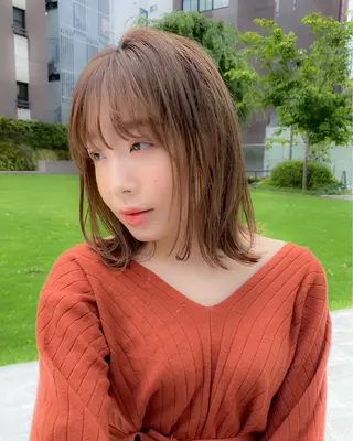 ミディアム たぴ。ぱつっとボブ/ つや髪🍒髪質改善のヘアスタイル