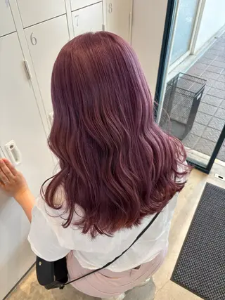 セミロング カラー 艶髪ブリーチ/レイヤ ー/竹本幸希のヘアスタイル