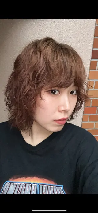 ミディアム パーマ ショートボブ/似合 わせショート/表参道のヘアスタイル