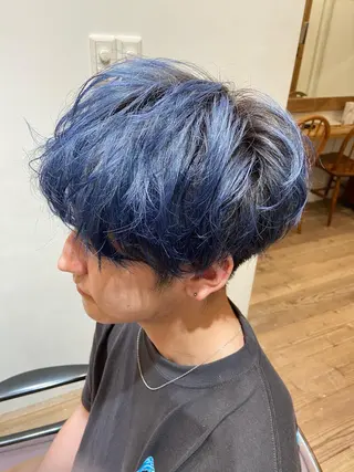 カラー メンズ ショート/ウルフ ハイトーン/カイセイのヘアスタイル