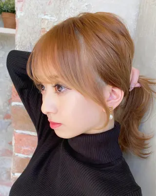 ミディアム カラー 顔まわりカット🌟 くびれヘア/寺門遥輝のヘアスタイル
