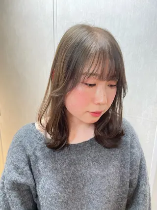 ミディアム カラー パーマ 髪質改善/縮毛矯正/ 透明感🩵NANAのヘアスタイル