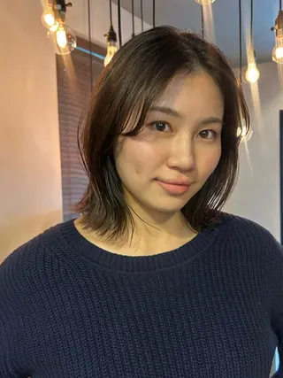 ミディアム カラー パーマ レイヤー/透明感/ ブリーチなし/わかなのヘアスタイル