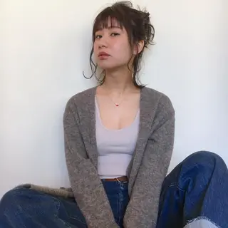 ショート カラー ヘアアレンジ 薬院:今泉/上川美幸 ボブ/顔周りレイヤーのヘアスタイル