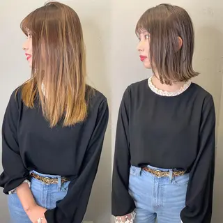 ミディアム カラー YUSUKE レイヤーカットカラーのヘアスタイル
