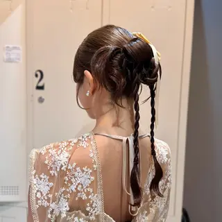 ミディアム カラー ヘアアレンジ 縮毛矯正+モテカラー 🎀✨MIHOのヘアスタイル