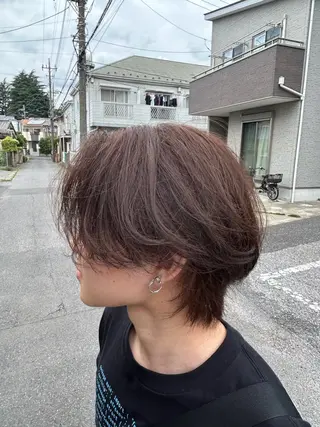ショート フェザー/シャドウ/ メッシュパーマのヘアスタイル