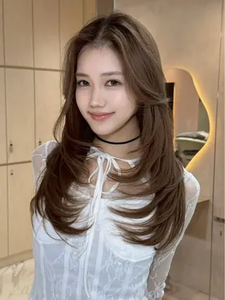 ロング 大宮🩵韓国ヘア 毛流れ🫧☁️まいのヘアスタイル