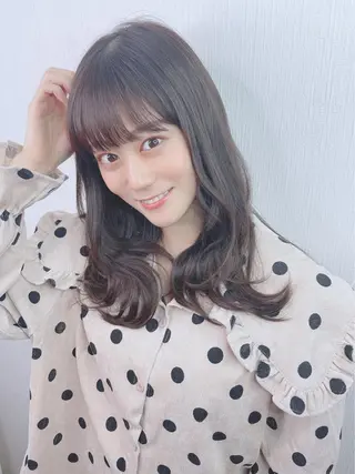 セミロング カラー パーマ ヘアアレンジ 【公式】amble luxe池袋東口🩷のヘアスタイル