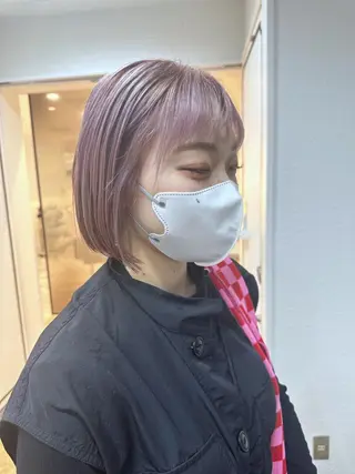 ショート カラー 小顔レイヤー/ ベージュ🤍Rieのヘアスタイル