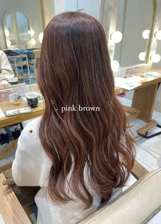 ロング カラー ヘアアレンジ ブリーチなしカラー/ 暖色カラー/艶カラーのヘアスタイル