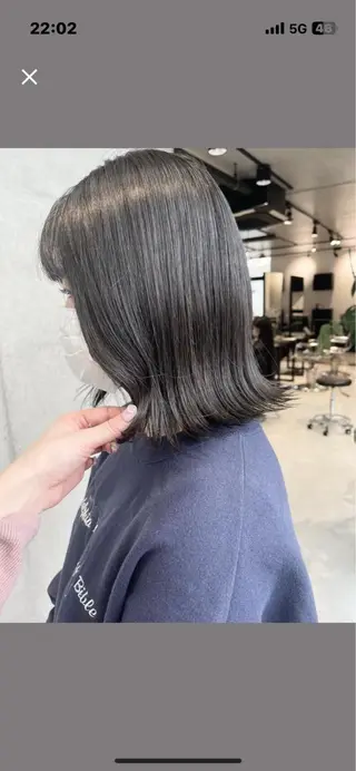 ミディアム カラー パーマ ヘアアレンジ 透明感/オリーブ/ グレージュ/YUKAのヘアスタイル