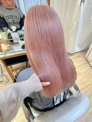セミロング カラー ヘアアレンジ ハイトーンピンク🍑 ブリーチ🍑RINAのヘアスタイル