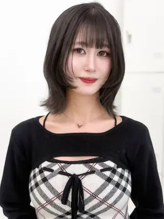 セミロング カラー ヘアアレンジ 縮毛矯正🤍 盛れるボブ/ひかりのヘアスタイル