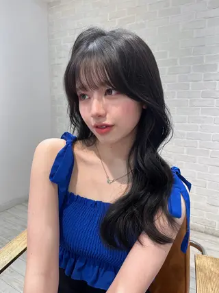 セミロング カラー 【韓国ヘア×透明感 カラー】笹谷 莉未のヘアスタイル