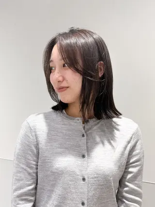 ミディアム カラー パーマ ヘアアレンジ メンズ 切りっぱなしヘアボブ ミディアムヘアRYOのヘアスタイル