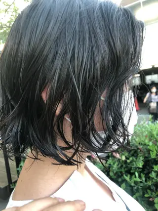 ショート ハイライトバレイヤー ジュ＆縮毛矯正✨櫻野のヘアスタイル