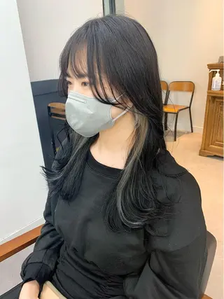 ミディアム カラー パーマ ヘアアレンジ メンズ キッズ ネイル マツエク・マツパ アイブロウ レイヤーカット 🌿透け感カラーのヘアスタイル