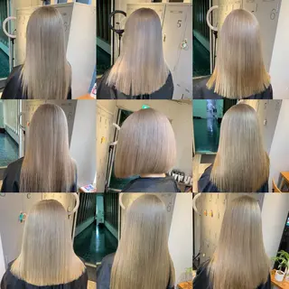 セミロング カラー ブリーチ特化／ハイト ーン／ホワイトカラーのヘアスタイル