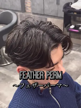 パーマ メンズ センターパート/フェ ザー🔥SHUYAのヘアスタイル