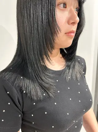 ミディアム カラー スキバサミを使わない カット🌼唯🌼のヘアスタイル