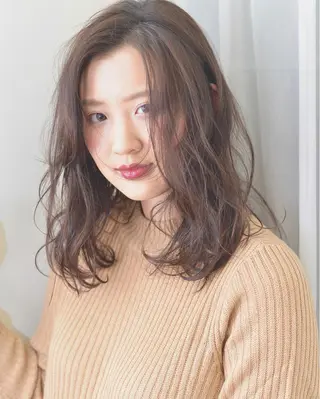セミロング カラー パーマ ヘアアレンジ 【白髪ぼかし 専門GBG】自由が丘のヘアスタイル