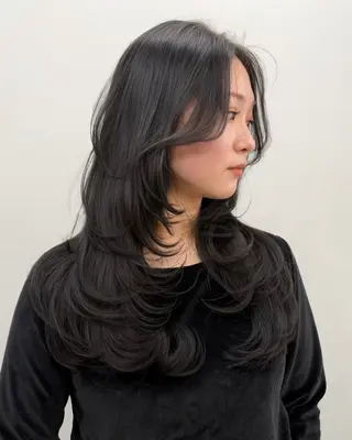 ロング カラー レイヤーカット／韓国 🤎きのした いちかのヘアスタイル