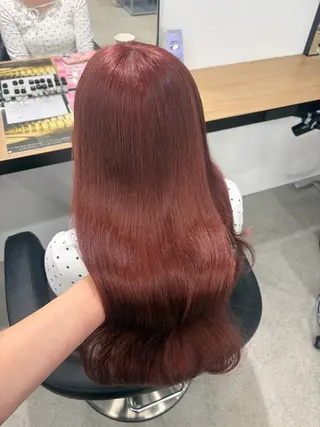 ロング カラー 💗愛され暖色💗 ピンク/レッド💗のヘアスタイル