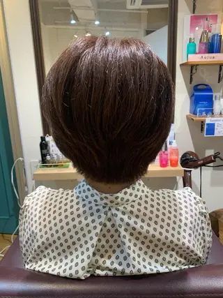 ショート カラー パーマ ヘアアレンジ メンズ キッズ 白髪世代特化 🌿飯塚京橋のヘアスタイル