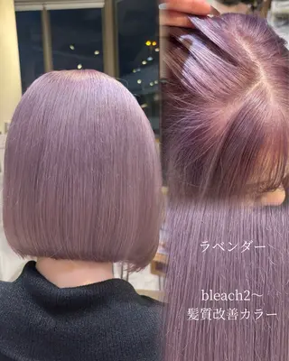 ミディアム カラー 肌に馴染むハイトーン /ミルクティーカラーのヘアスタイル