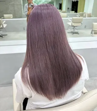 セミロング カラー パーマ ヘアアレンジ ネイル ハイトーン/透け感 カラー🎀真香のヘアスタイル