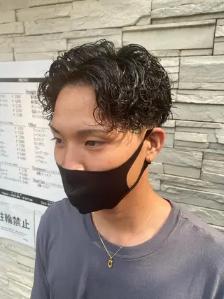 パーマ メンズ 塩谷黎✨イルミナ カラーメンズパーマ✨のヘアスタイル
