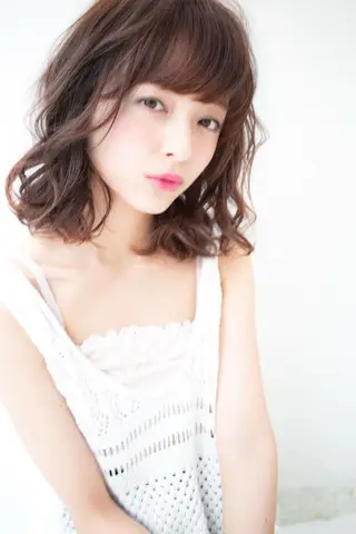 ミディアム セミロング カラー パーマ 内藤 達也のヘアスタイル