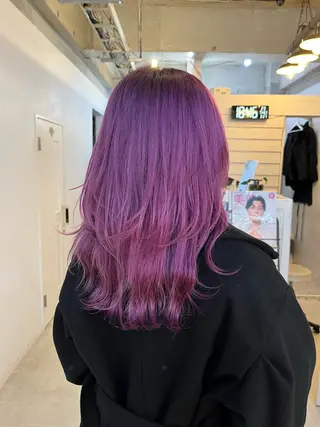 ミディアム カラー ブリーチ有無Wカラー メンズパーマ大成のヘアスタイル