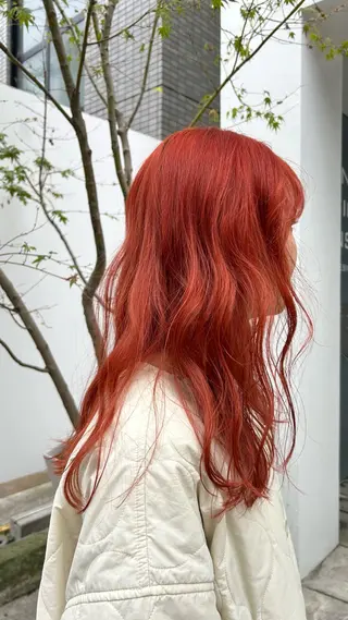 セミロング カラー じゅわっと暖色カラー 🍊Moemiのヘアスタイル