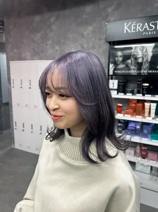 セミロング カラー ヘアアレンジ MOMO艶髪 🩵モテカラーのヘアスタイル