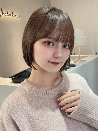 ショート ボブ/地毛風縮毛矯正 茉青🤍新宿代々木のヘアスタイル