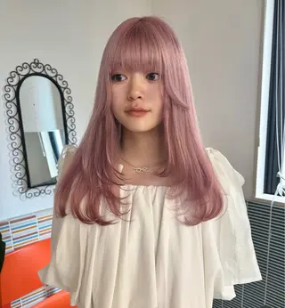 セミロング カラー ヘアアレンジ 縮毛矯正履歴からの ブリーチ /mamiのヘアスタイル