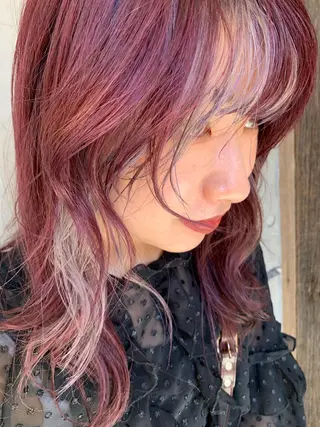 セミロング カラー mana 暖色カラーカットのヘアスタイル