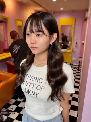 ロング カラー＋ちび編み込み エクステ梅田🐨のヘアスタイル