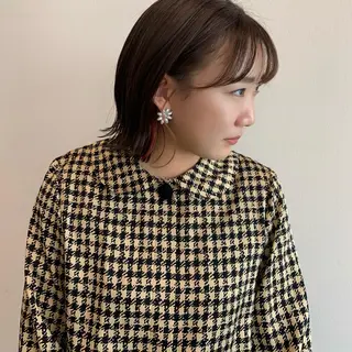 ミディアム カラー 鈴木 まりやのヘアスタイル