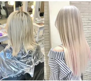 ミディアム ミユ🎀長さ出し 🎨デザインカラーのヘアスタイル