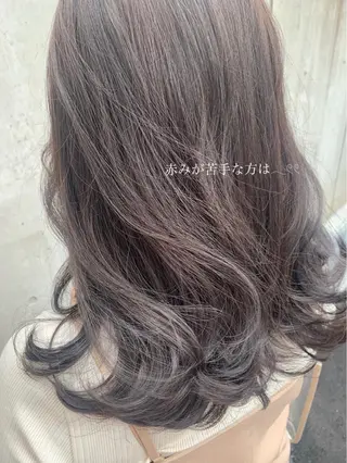 ミディアム カラー ayaka 縮毛矯正レイヤーのヘアスタイル