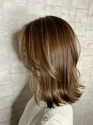 セミロング カラー 船津武俊 フナツタケトシのヘアスタイル