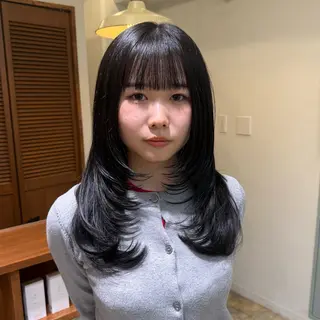 ロング レイヤーカット 縮毛矯正 高杉颯汰のヘアスタイル